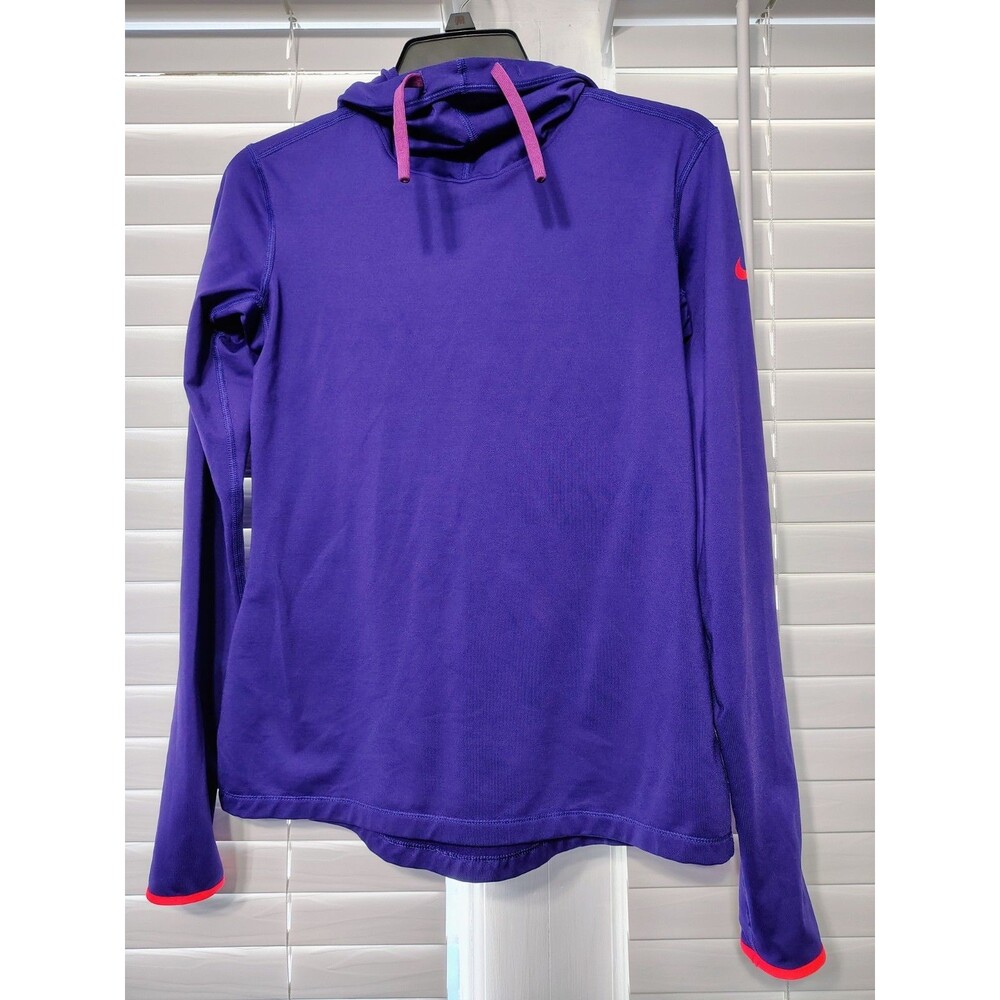 NIKE PRO Dri-Fit Lightweight Purple Hoodie Pullover Women's Medium Thumb Holes